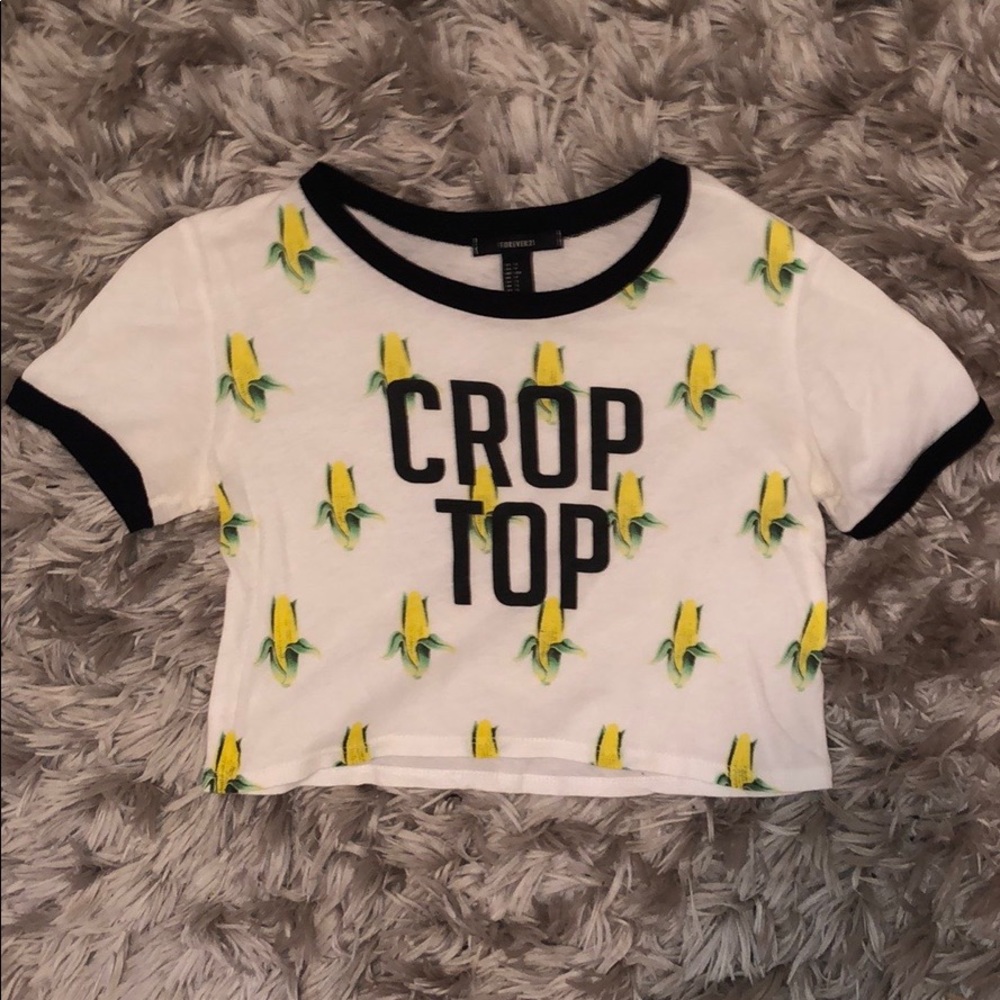 Cropped corn ringer tee Forever 21